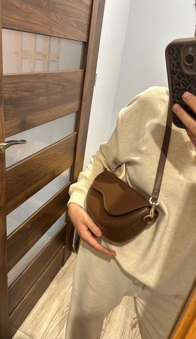 Torba damska na ramie Saddle bag Czekoladowa