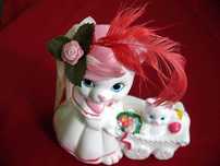 Kot - Stara figurka porcelana - 13 x 13 x 7 cm Unikat