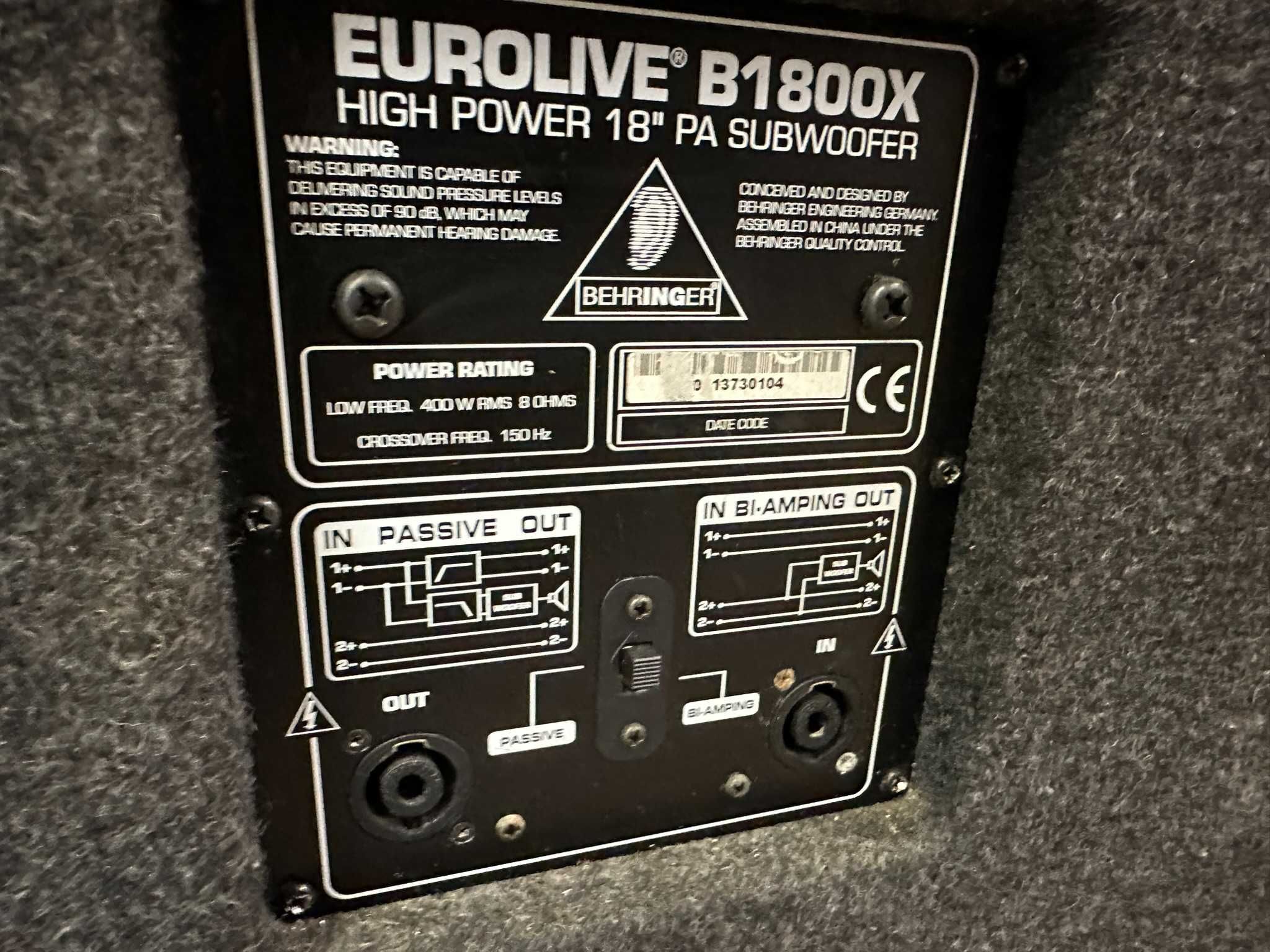 Subwoofer Estradowy Behringer Eurolive B 1800X