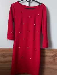 Elegancka czerwona sukienka damska rozmiar S