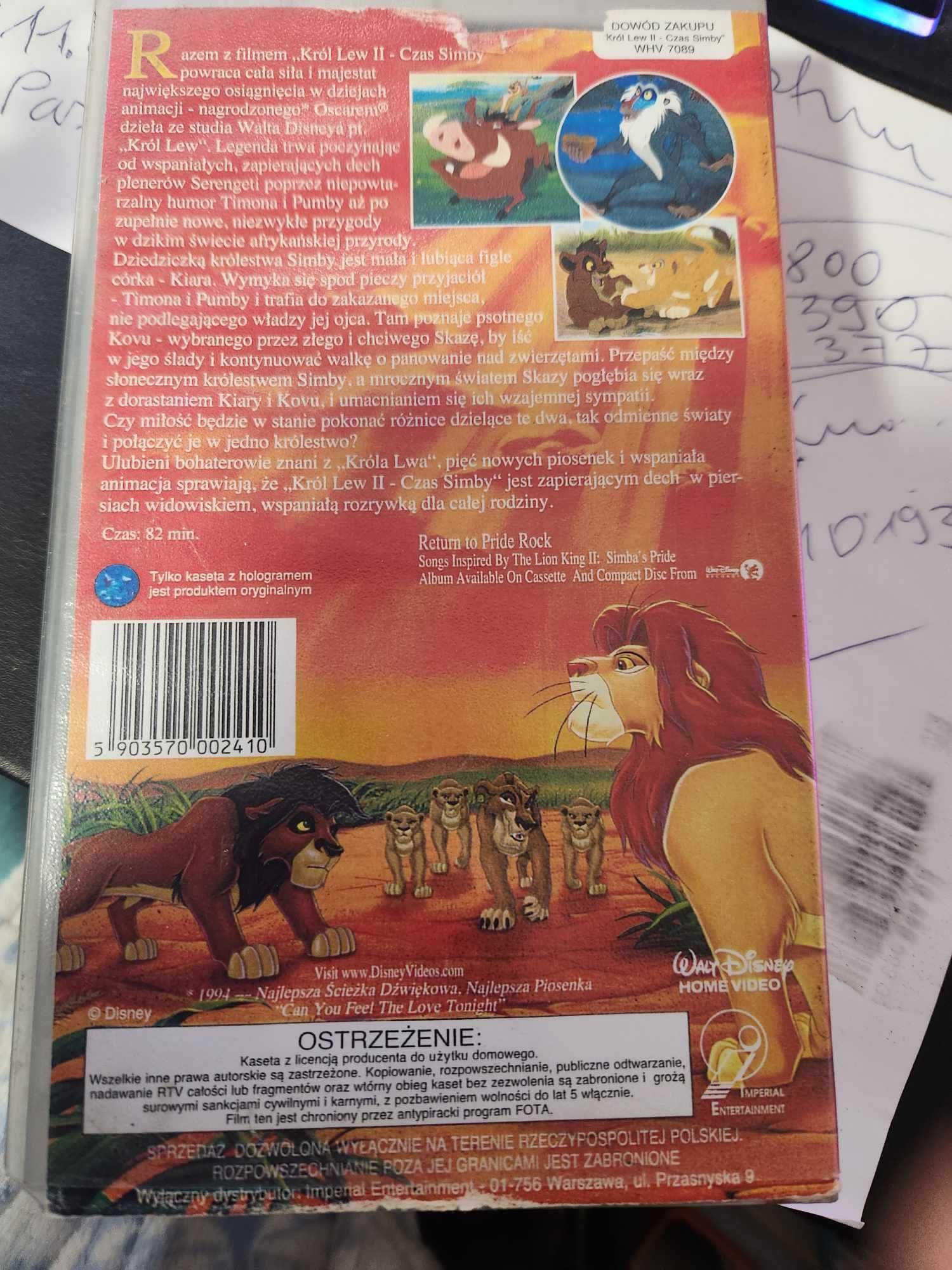Król Lew czas Simby kaseta VHS