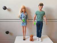 Barbie i Ken zestaw spacer z pieskiem FTB72