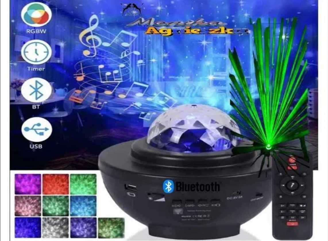 Projektor Laser Led RGB Disco Niebo Gwiazd Głośnik Bluetooth Pilot