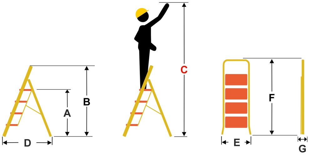 Drabina domowa lekka składana stalowa drabinka schodki 4 st. HIGHER BI