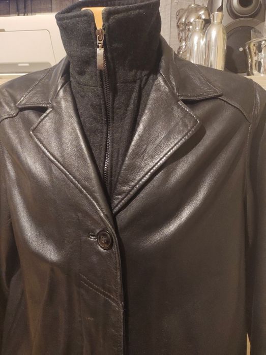Naturalna skóra jagnięca płaszcz damski czarny z dopinką l/xl marynark