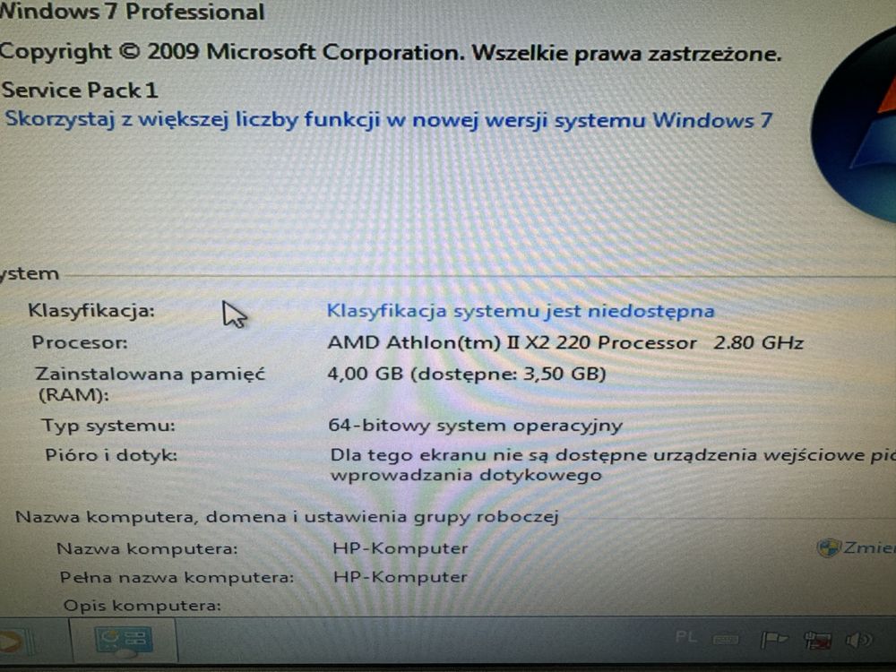 Komputer biurowy HP sprawny windows 7 500gb