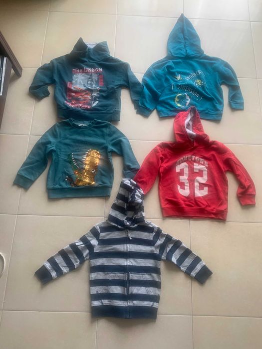 5x Hoodies | Sweatshirt | Camisolas de Rapaz - 5/6 anos - Lote