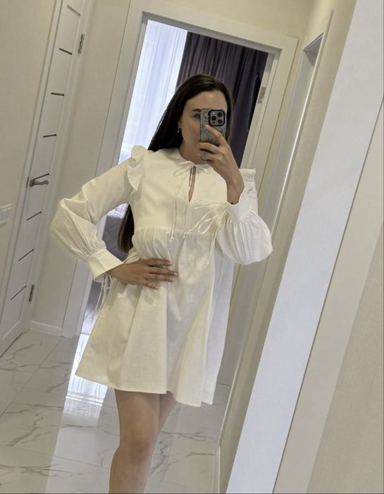 Жіноча біла сукня. Льон. С-М. НОВЕ