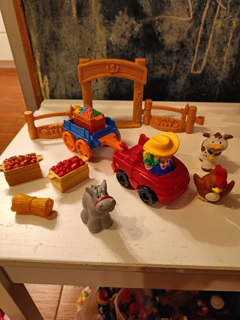 Zestaw nr 4 Little people figurki farma zwierzęta wiejskie auto przycz