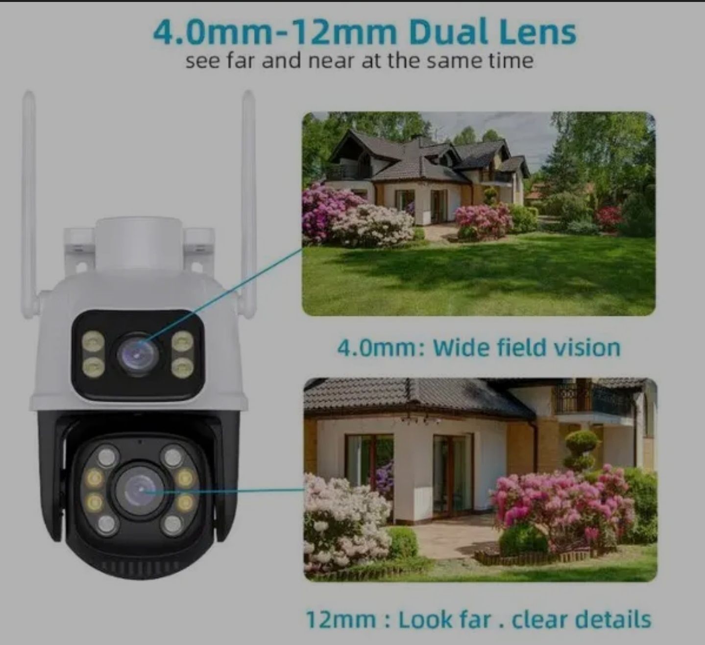Камера спостереження WI-FI 6MP 4K PTZ IP вулична зовнішня з двома об'є