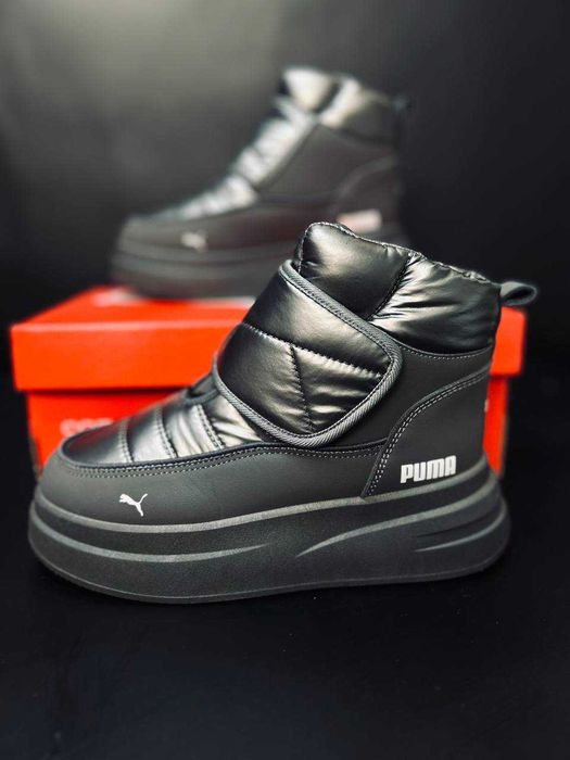 Зимние женские дутики пума  серые супер тёплые дутиши puma на меху