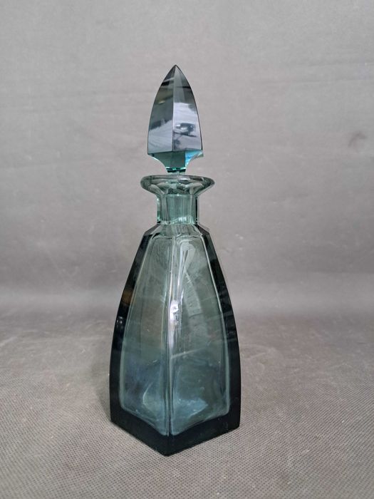 Karafka kryształowa, kieliszki, zestaw do likieru, Art Deco