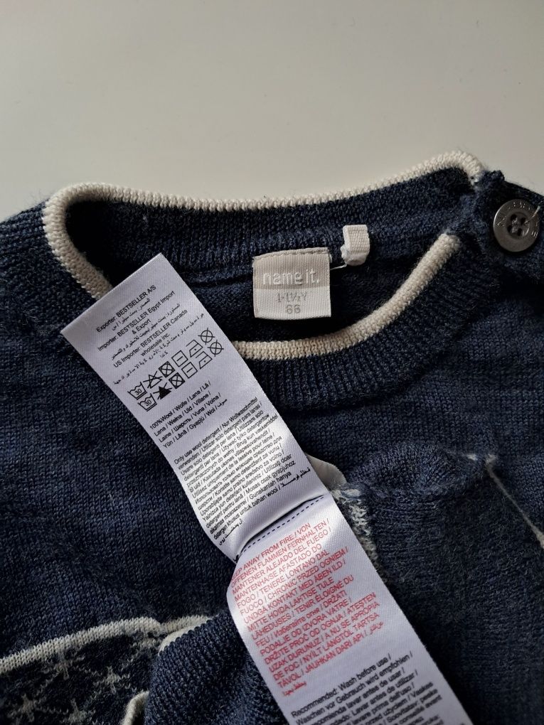 Sweterek 100% Wełna Merino Name It r 86
