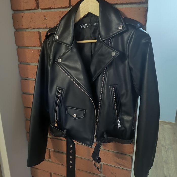 Czarna kurtka Zara ramoneska skórzana rozmiar S