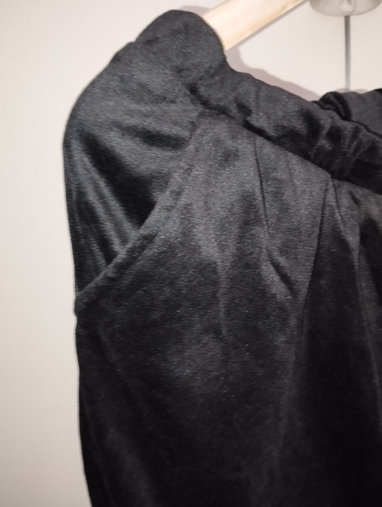 Nowa elegancka welurowa czarna piżama damska zimowa 44/46 XXL 3XL