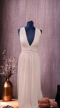 Nowa suknia wieczorowa pudrowy róż długa rozmiar XS 34