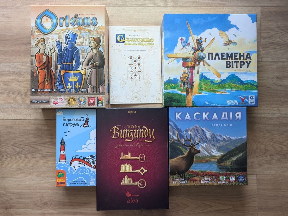 Настільні ігри: Замки Бургундії, Племена вітру, Орлеан та інші
