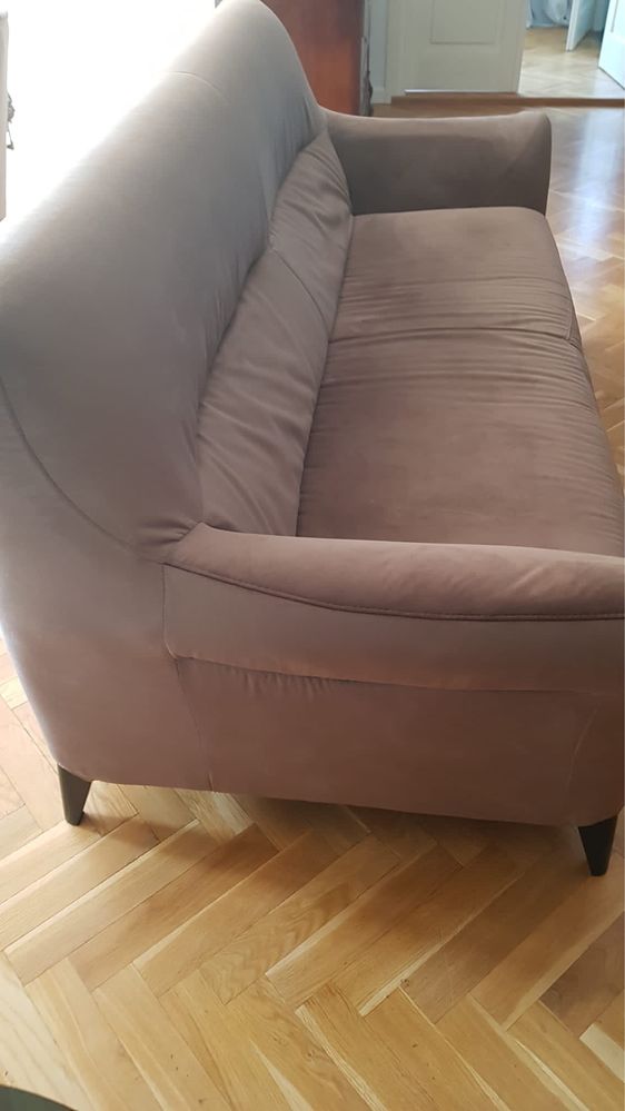 Sofa welur szary beż producenta Kler + fotel