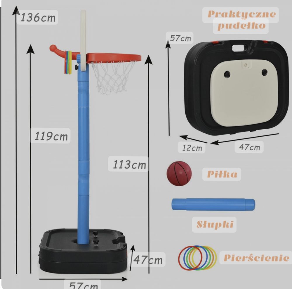Kosz do koszykówki dla dzieci z regulacją wysokości