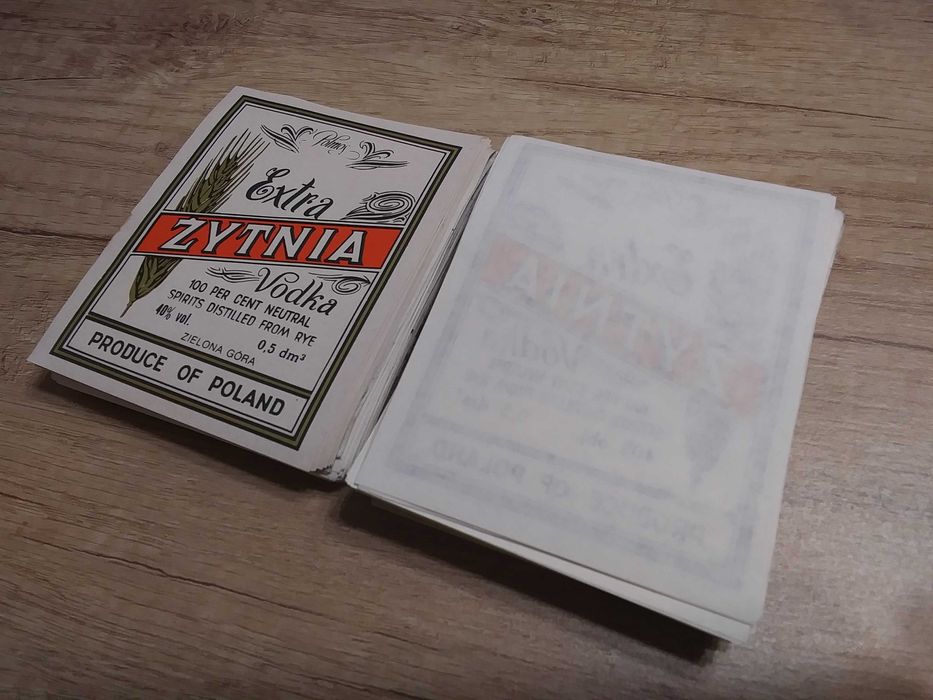 Stara etykieta butelka Wódka Extra Żytnia Polmos Zielona Góra PZPR PRL