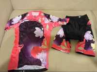 Kolarski strój rowerowy damski komplet na rower bluza spodnie roz M
