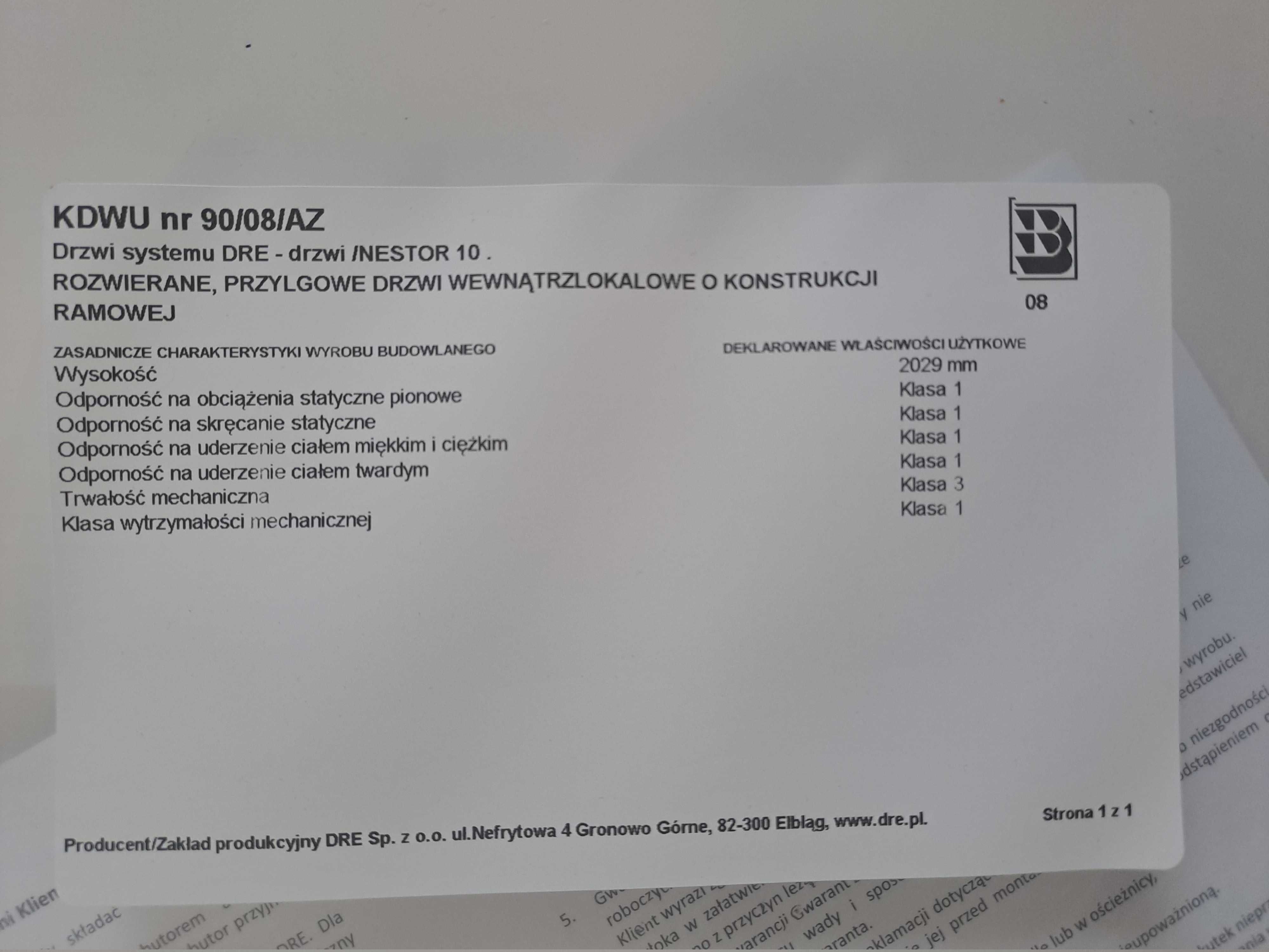 Drzwi łazienkowe + Ościeżnica DRE NESTOR 10 LEWE rozmiar 70 - Nowe