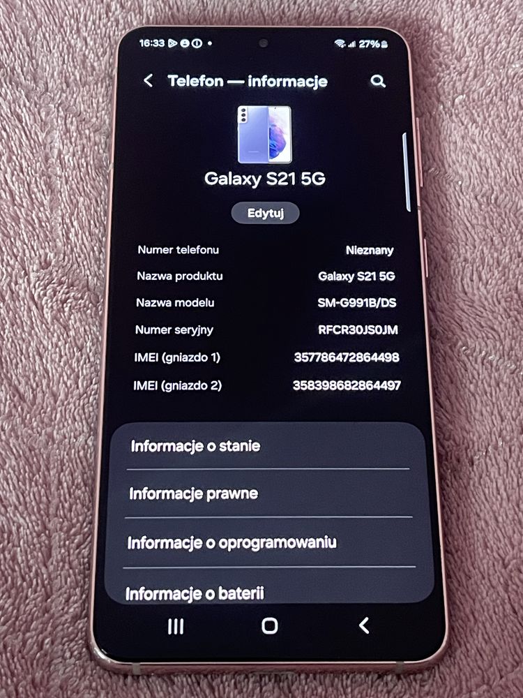 ZADBANY Samsung S21 5G Fiolet, Bez Rat Bez Blokad