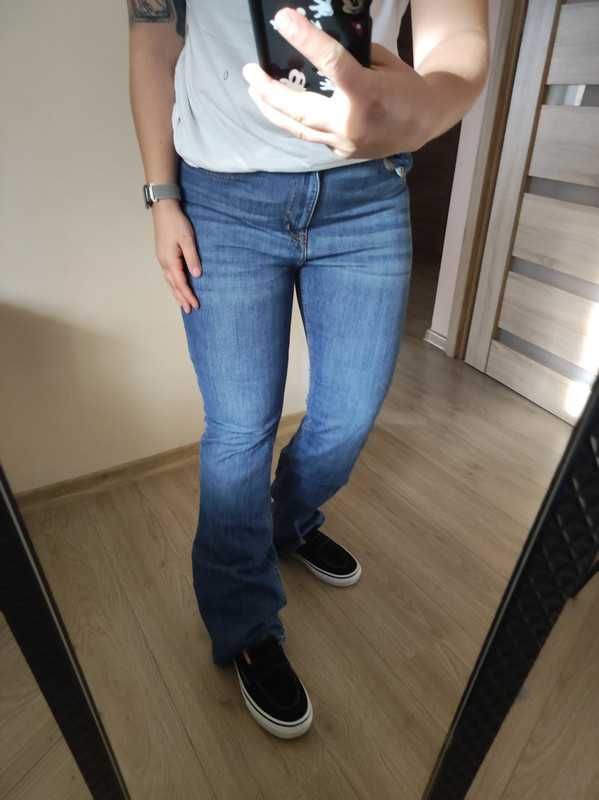 jeansowe spodnie dzwony denim blue H&M 44