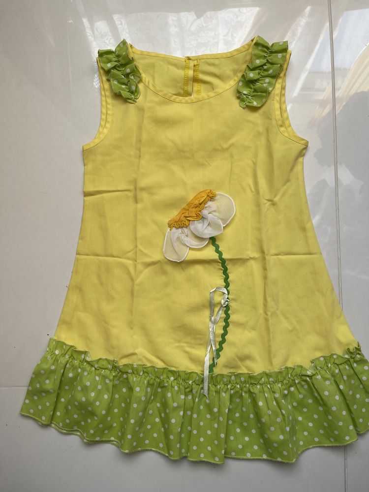 Детское платье для девочки 4-5 лет горошек ромашка желтое синее оранж