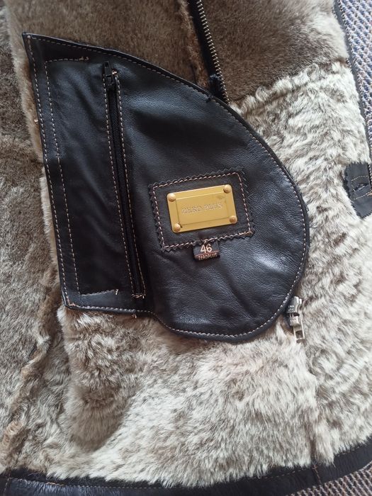 Шоколадна нова натуральна чоловіча дублянка, дуже тепла, чоловічий вер