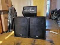 Nagłośnienie estradowe (powermixer Yamaha + kolumny)