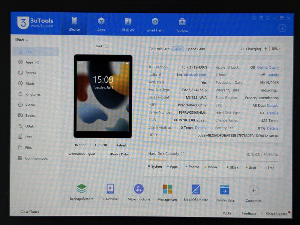 iPad mini 4 64GB (A1550) - Cellular (LTE) - pęknięty - faktura VAT 23%