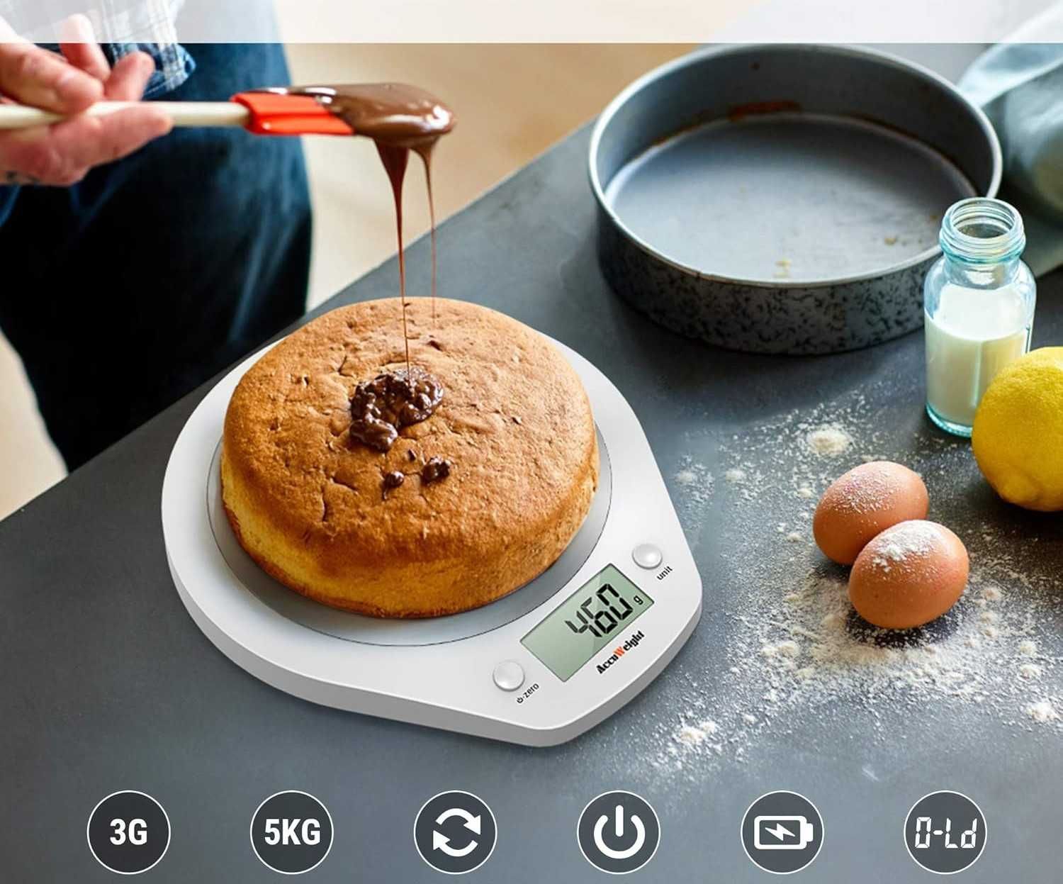 Waga kuchenna Accuweigh 5kg, stal nierdzewna, LCD, funkcja tarowania