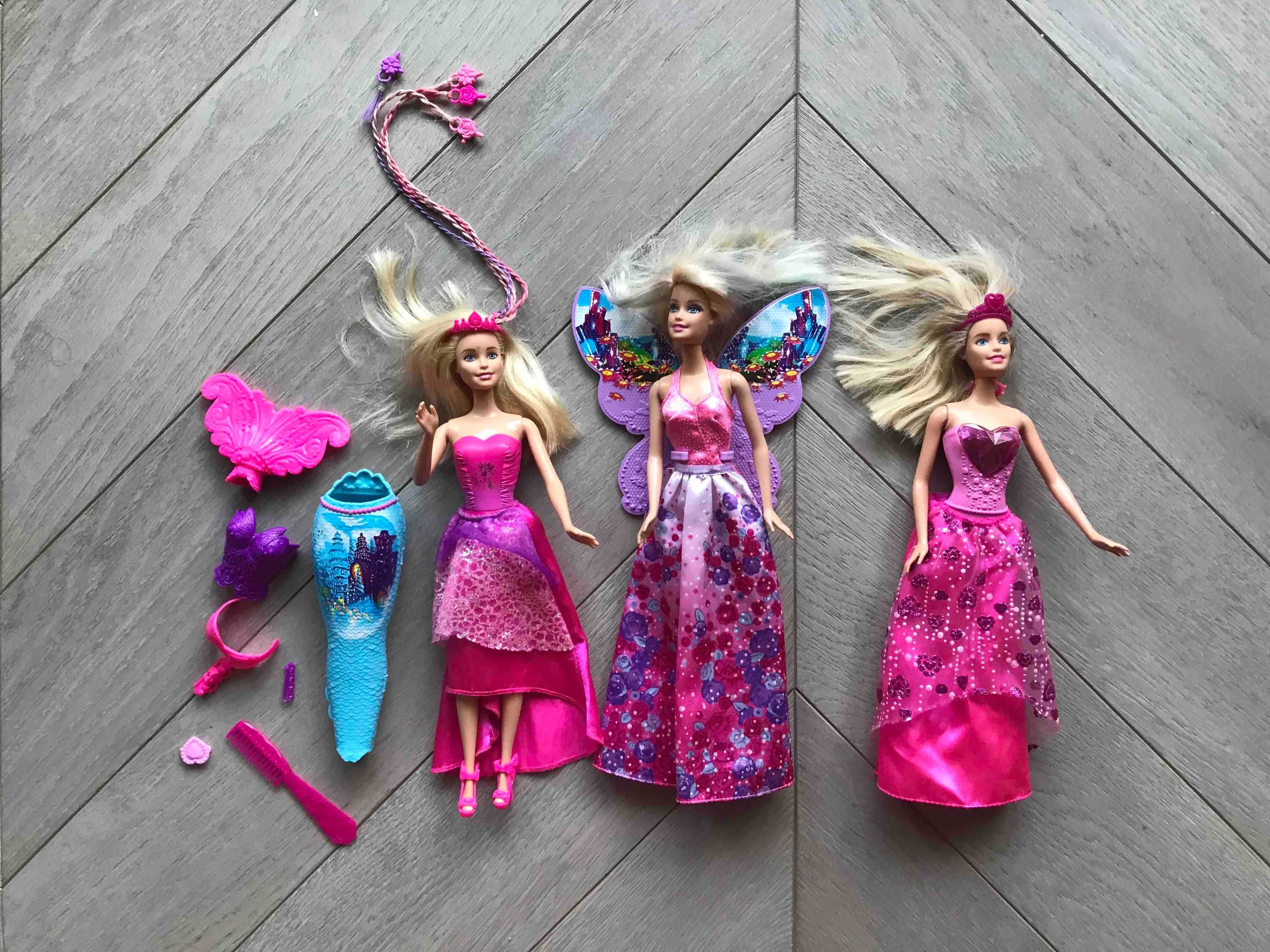 lalki Barbie zestaw 3 laleczek z akcesoriami
