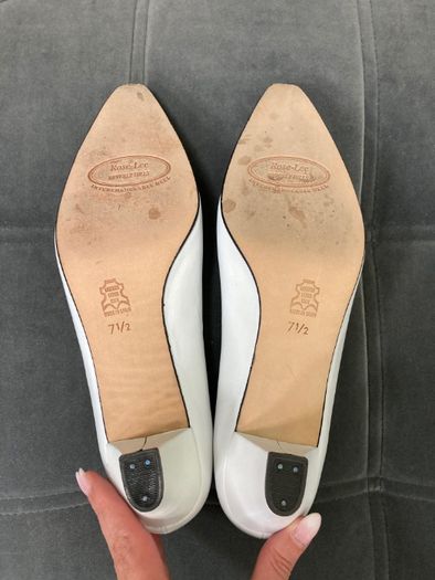 Nowe białe skórzane szpilki buty czółenka Rose Lee USA vintage 38