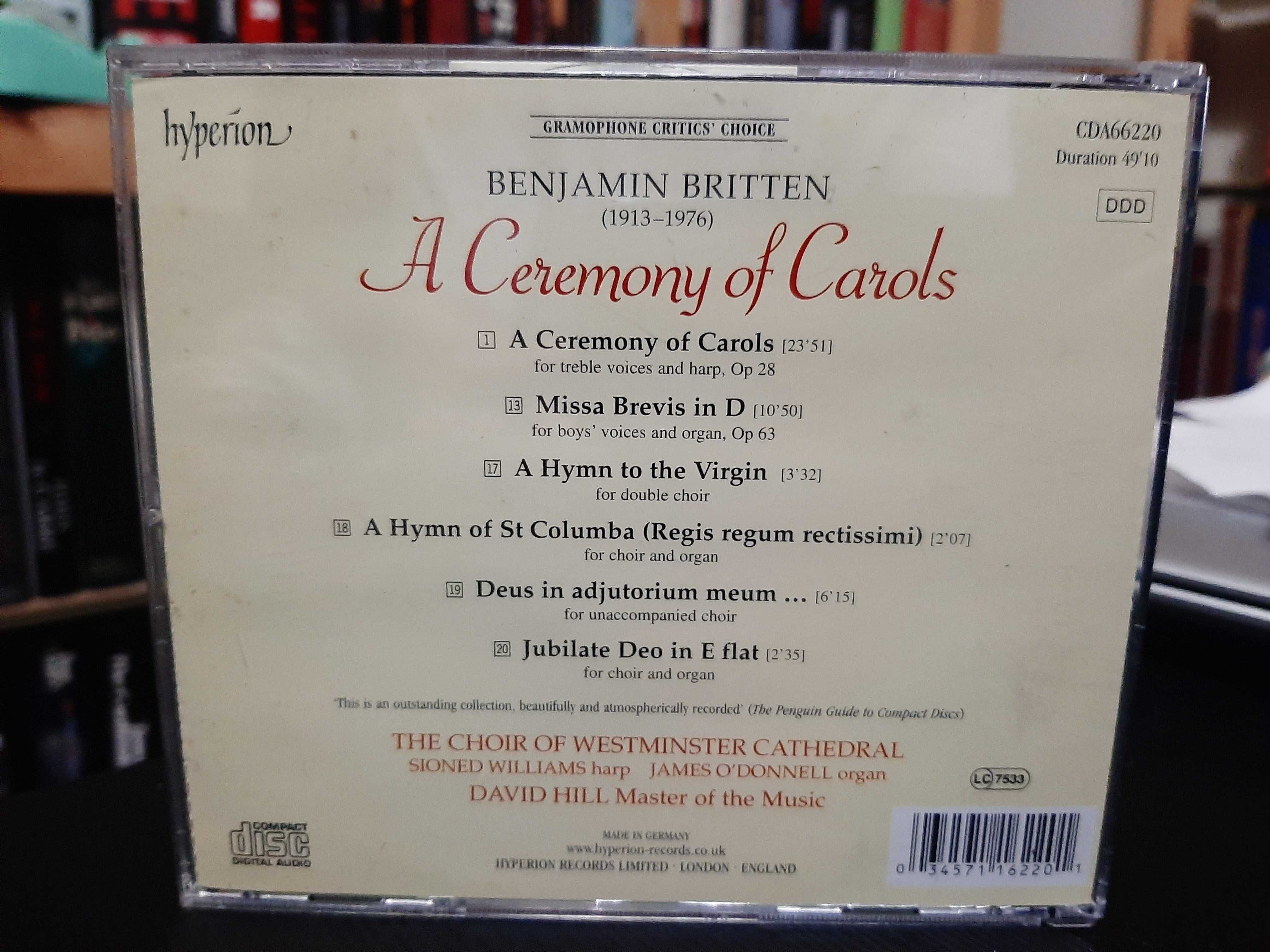 Britten – A Ceremony Of Carols, Missa Brevis – Westminster, David Hill