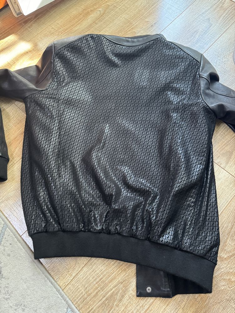 Кожанная куртка Ares , логотип Fendi , S-M