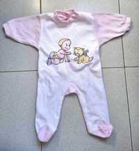 Babygrow rosa e branco com um bebé e um gato, 3 meses