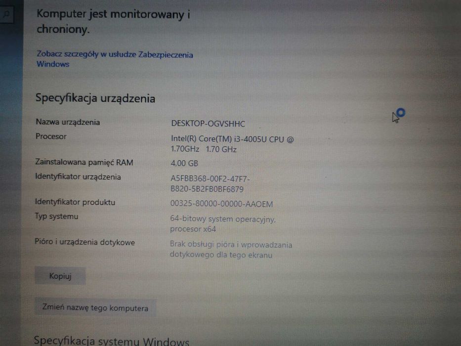 Notebook HP 250 G3 Core i3 4005U - wyłamany zawias, uszk bateria