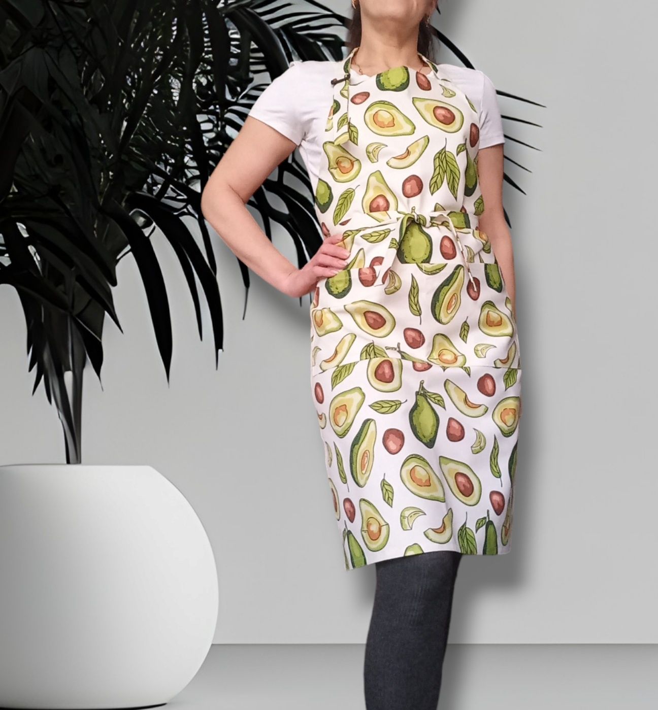 Фартух жіночий, авокадо, з водовідштовхуючої тканини, для кухні