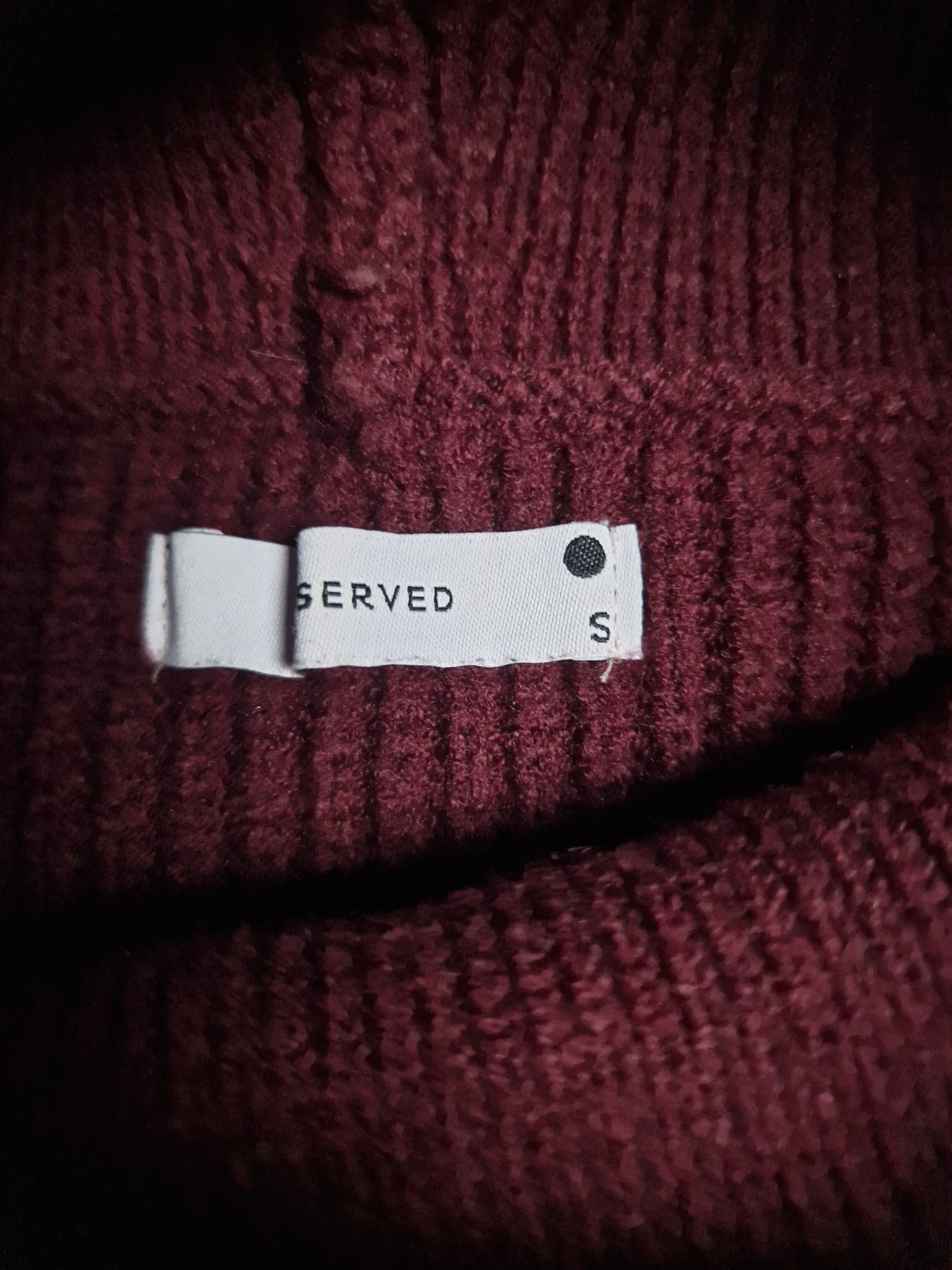Bordowy sweter golf S