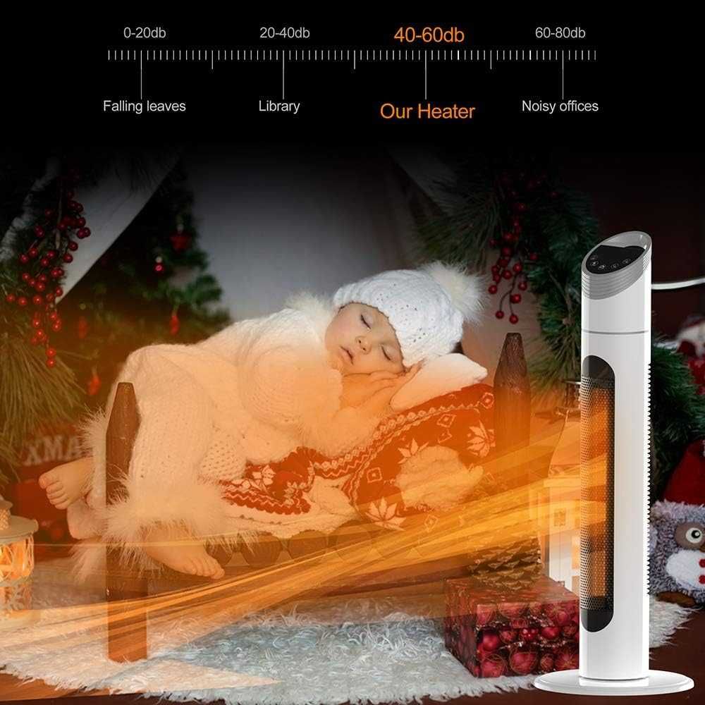 Aquecedor cerâmico com comando remoto e temporizador, 1000/2000w