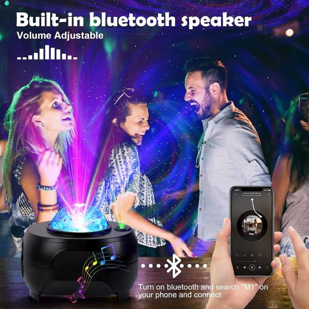 URAQT Lampa LED projektor Starry Sky, lampka nocna z pilotem projektor