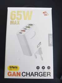 Ładowarka 65W 3 porty USB i 2 USB typu C