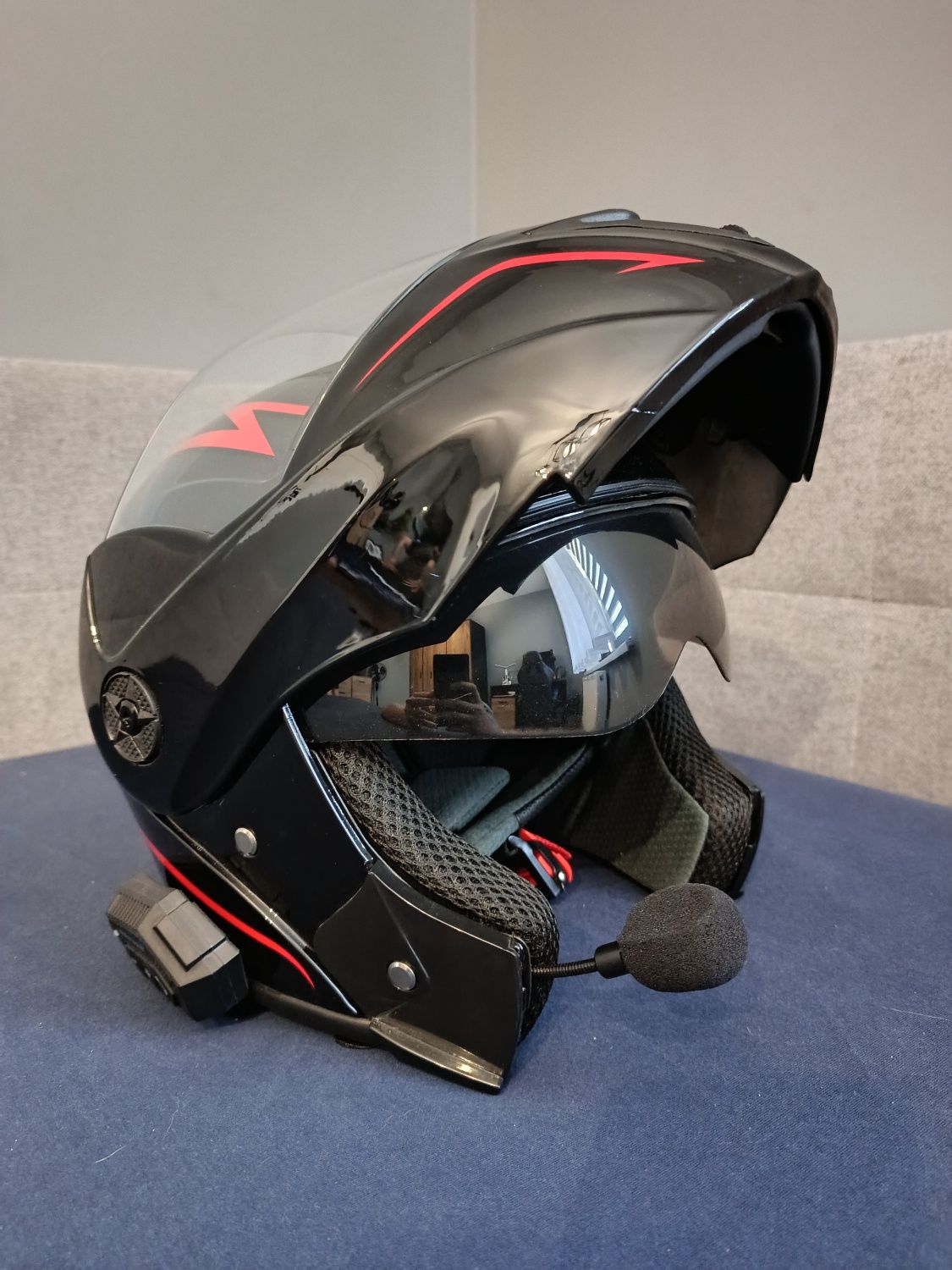 Kask Modułowy Motocyklowy M Bluetooth Z Mikrofonem Intercom
