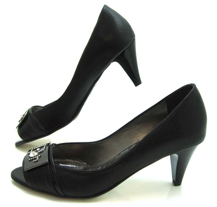 Czółenka Damskie Czarne Skórzane Szpilki R.36