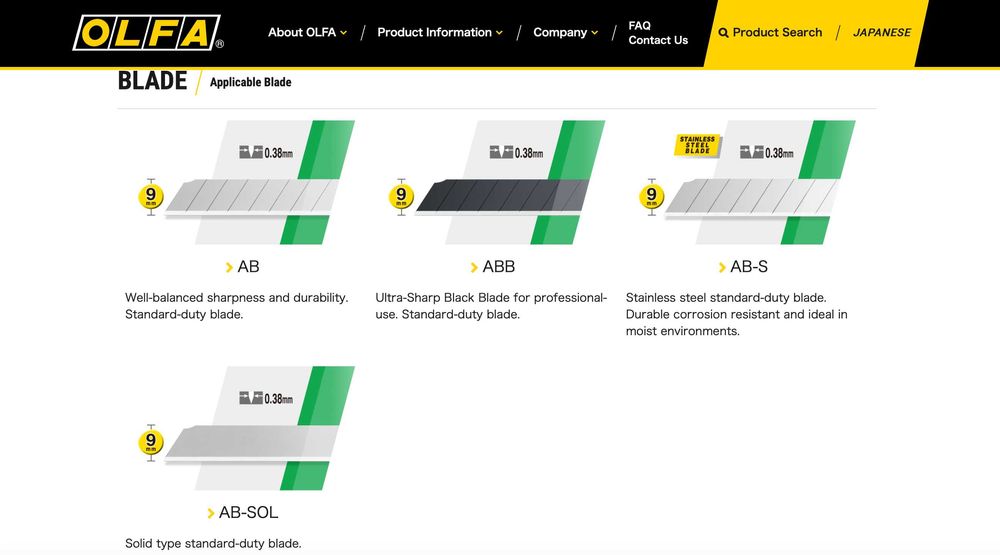 Ножи OLFA Japan под стандартное лезвие 9 мм Snap-Off Blade Cutters
