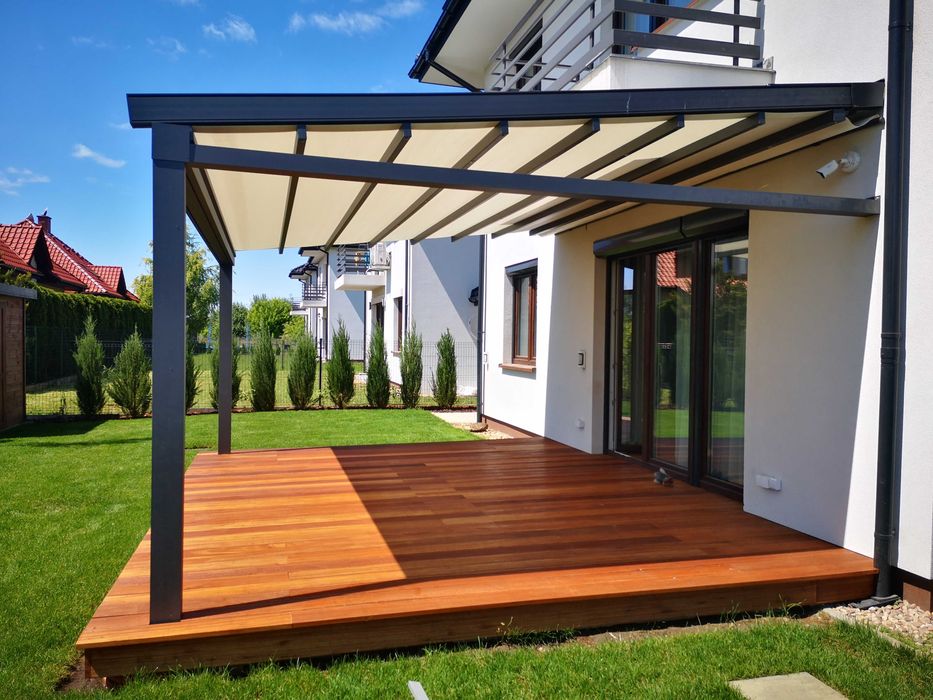 PERGOLA z dachem zwijanym Pergola tarasowa różne wymiary