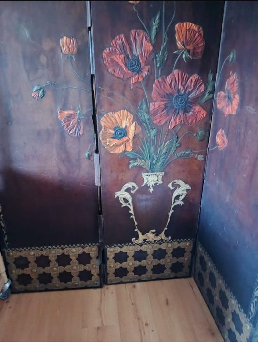 Sprzedam antyk parawan skóra