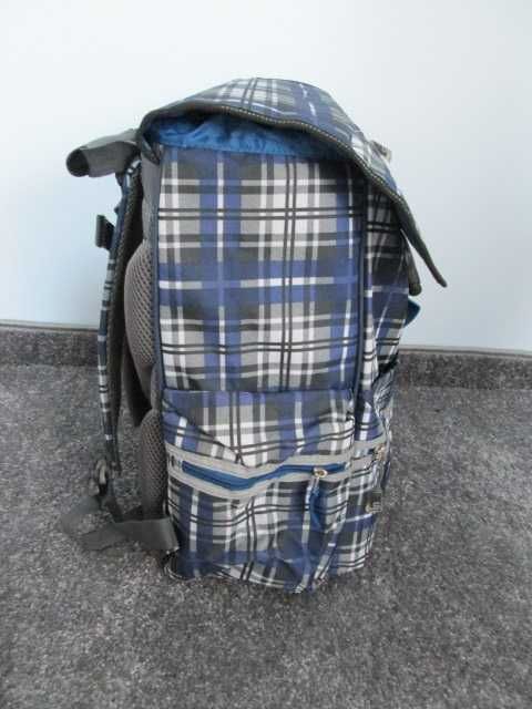 Nowy, niebieski plecak szkolny, plecak turystyczny, plecak sportowy